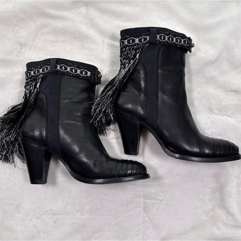 Cobra Society Leather black fringe western heeled boot Size 40 (US 9) Pull On - Picture 2 of 14